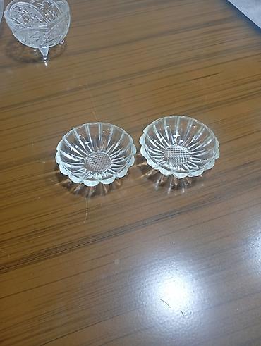 Şüşə mini qablar dəsti (2 ədəd) - Material: şəffaf şüşə - Forma