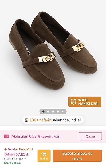 Qadın ayaqqabıları: Məhsul: Qadın loafer ayaqqabısı - 37 ölçü - Material: 100% həqiqi — 1
