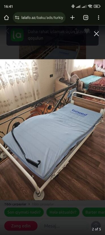 Xəstə çarpayısıdır.Ayaq və baş hissə qalxır.Pultla idarə olunur.Döşəyi