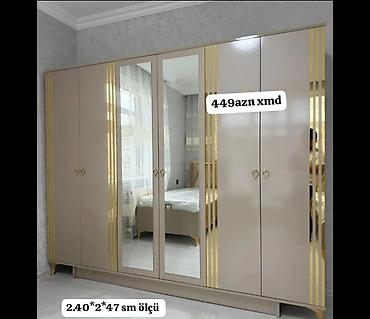 gencede islenmis mebeller: Altı qapılı paltar dolabı – güzgülü model - Ölçü: 2.40 m x 2 m x 47 sm — 1