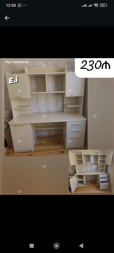 kompyuter stol: Təsvir: - Kompüter/iş masası üst dolablı model - Ölçü: 150 x 170 x 50 — 1