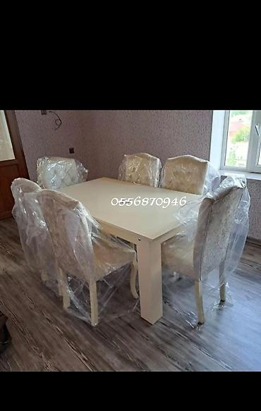 ders masa: Qonaq otağı üçün, Yeni, Açılmayan, Dördbucaq masa, 6 stul — 3