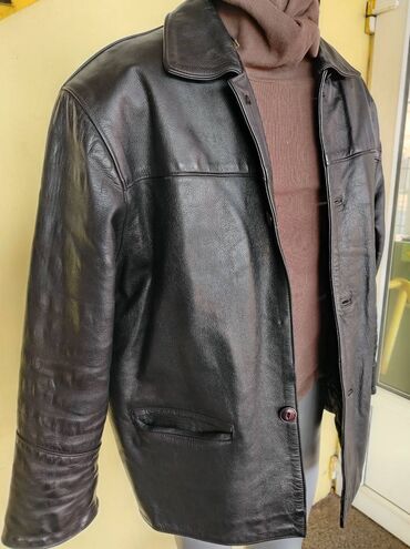 platinum muska odela: Leather jacket Genuine leather, 3XL (EU 58), color - Black