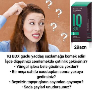 Vitaminlər və BAƏ: IQ Box – Yaddaşını gücləndir, beynini işə sal! Gündə 1 kapsul, nəticə