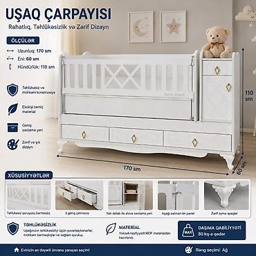 mebel uşaq: Oğlan və qız üçün, Yeni, Çarpayı, Bazasız, Matrassız, Siyirməli — 1