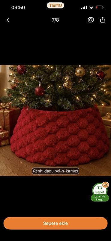 yuxuda yolka agaci: Qırmızı Yeni il ağacı üçün ətək/alt örtüyü - Rəng: qırmızı (etiketdə — 1