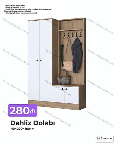 Mebel: Dəhliz dolabı – 40×200×160 sm - Material: 18 mm laminat - Rəng seçimi — 1