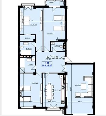 2 8: 4 комнаты, 181 м², Южная Магистраль Элитка, 8 этаж, ПСО (под самоотделку) — 2