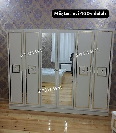 dəmir seyf qapi: 6 qapılı paltar dolabı - Rəng: ağ, qızılı dekorativ haşiyələr - — 1