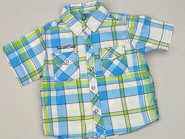 bluzki megi krótki rękaw: Koszula 1.5-2 lat, stan - Bardzo dobry, wzór - Kratka, kolor - Błękitny