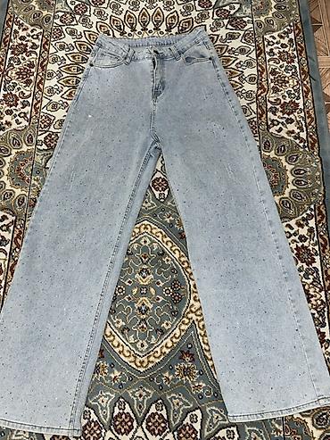 light blue: Прямые джинсы голубого денима со стразами по всей длине — 1