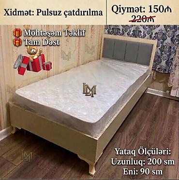 Мебель: Tək nəfərlik yataq dəsti - Ölçü: 200 x 90 sm - Başlıq: yumşaq, parça — 1