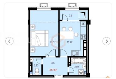 Продажа квартир: 1 комната, 42 м², Элитка, 11 этаж, ПСО (под самоотделку)