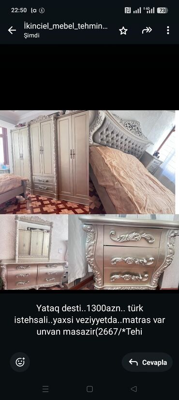 Ev üçün digər mebel: Yataq desti. 1300azn. türk istehsali. yaxsi veziyyetda. matras var