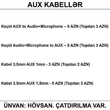 komputer kabel: AUX Kabellər 📍Ünvan: Bakı şəh, Suraxanı ray, Hövsan qəs. YOXLAMAĞA — 2