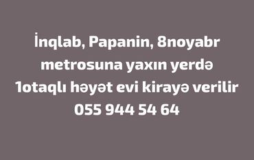 сулук курт бишкек адрес: Kirayə 1 otaqlı həyət evi – İnqlab, Papanin, 8 Noyabr metrosuna yaxın