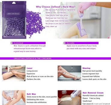 Šminka: Topilica za Vosak za Depilaciju NOVO 5x100 gr Voska u Granulama AKCIJA — 5