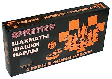 купить шашки: Набор настольных игр Sprinter: шахматы, шашки, нарды — 3 игры в одном — 1