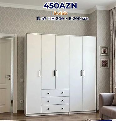 Dolablar: Ağ rəngli çoxfunksiyalı qarderob dolabı Ölçülər: - Dərinlik: 47 sm - — 1