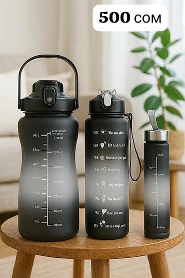 кол саат: Многоразовые бутылки для воды с разметкой объема и мотивационными — 1