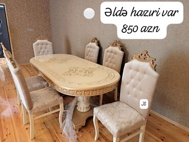 kontakt home mebel stol stul: Qonaq otağı üçün, Yeni, Oval masa, 6 stul