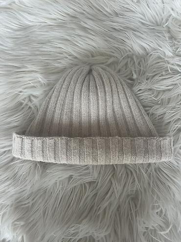 papaqlar kisi ucun: Rib toxumalı, bej rəngli trikotaj papaq. - Model: klassik beanie - — 3