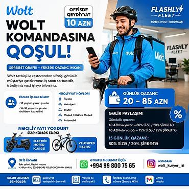 Əməkdaş axtarışı (vakansiyalar): Moto-kuryer tələb olunur, Gündəlik ödəniş, Təcrübəsiz — 1