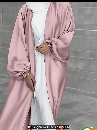 Məhsul: Açıq çəhrayı abaya/cardigan üst geyimi - Dizayn: Önü açıq