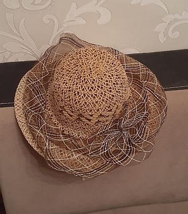 Baş geyimləri: Qadınlar üçün zərif günəş şlyapası - Material: hörmə (saman tipli) — 2
