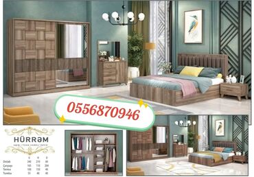 Yataq otağı dəstləri: İkinəfərlik çarpayı, Dolab, Termo, 2 tumba, Azərbaycan, Yeni — 13