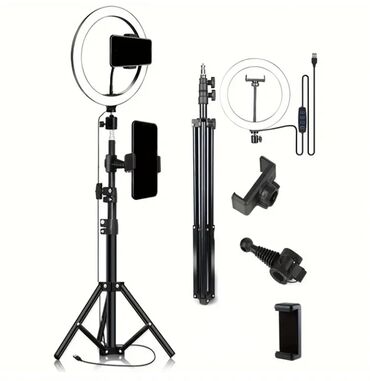 Telefon üçün tripodlar: Halka LED işıq və üçayaq stativli kontent yaradıcısı dəsti - 10–12 — 2