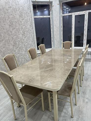 декор на стол: Обеденный комплект: большой прямоугольный стол + 8 стульев - — 2