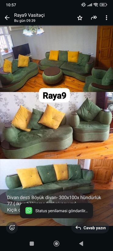 Dərin dondurucular: İşlənmiş, Divan, 2 kreslo, Divan