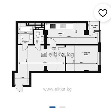 Квартиры: 1 комната, 66 м², Элитка, 6 этаж, ПСО (под самоотделку) — 3