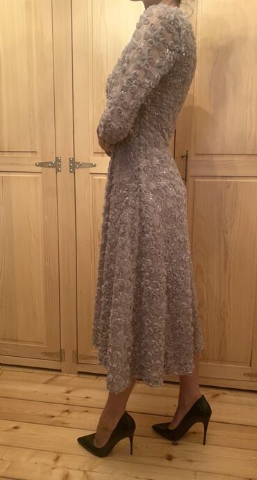 Haljine: S (EU 36), bоја - Siva, Koktel, klub, Dugih rukava — 6