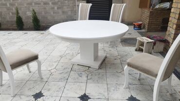 круглый стол бу: Кухонный Стол, цвет - Белый, Б/у