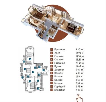 Продажа квартир: 3 комнаты, 121 м², Элитка, 14 этаж, ПСО (под самоотделку)