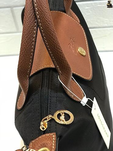 Ноутбуки и аксессуары: Longchamp Le Pliage Shopping çantası - Rəng: qara korpus, qəhvəyi — 4