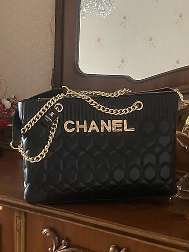 Çantalar: Chanel qadın çantası – qara rəng, iri ölçü - Material: hamar — 1