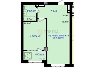 квартира лебединовка: 1 комната, 44 м², Элитка, 10 этаж, ПСО (под самоотделку)