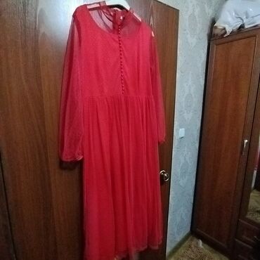 красное платье: Повседневное платье, Made in KG, Лето, XL (EU 42), 2XL (EU 44)
