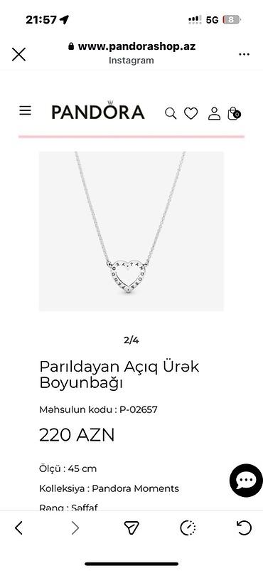 gumuş kolye: Boyunbağı, Pandora, Gümüş — 1