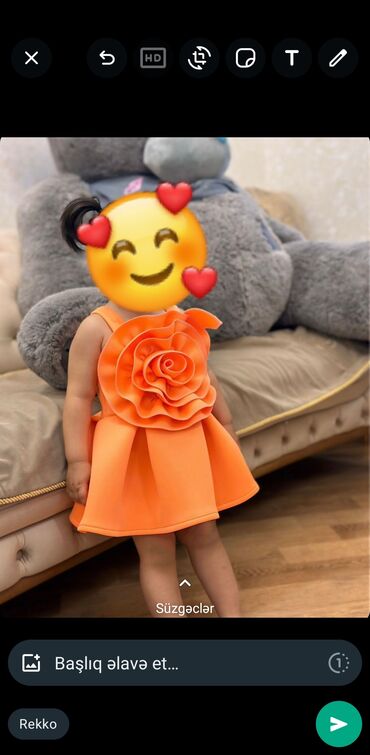 genc qizlar üçün donlar instagram: Детское платье цвет - Оранжевый