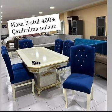 bağca stolu: Qonaq otağı üçün, Yeni, Açılmayan, Dördbucaq masa, 6 stul — 5