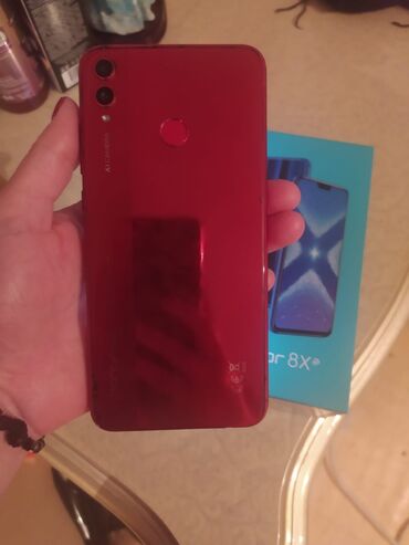 kohne telefon zengleri: Honor 8X, 64 GB, rəng - Qırmızı, Sensor, Barmaq izi, İki sim kartlı