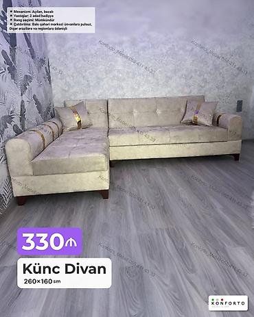 Ev və bağ: Künc divan – 260×160 sm - Mexanizm: açılan, bazalı (yataq funksiyalı — 1