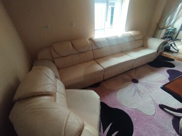 бишкек мебел: Бурчтук диван, түсү - Саргыч боз, Колдонулган