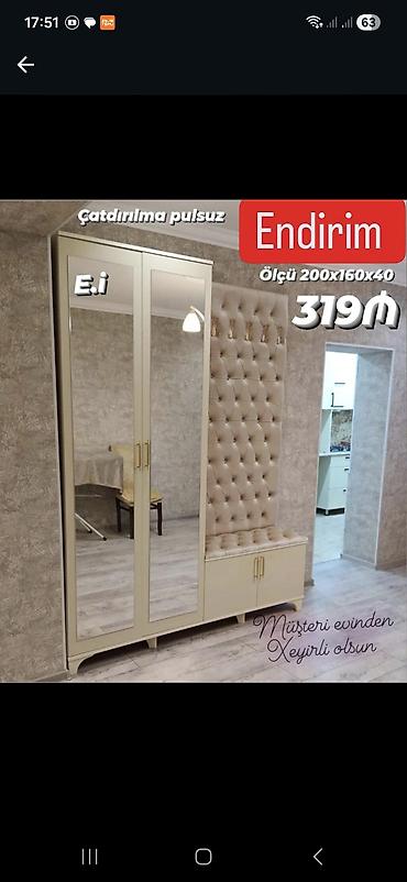 Мебель для дома: Dəhliz üçün lüks kombi mebel dəsti - Ölçü: 200x160x40 sm (şəkildə — 1