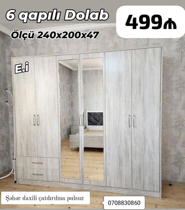 televizor altı mebel: Yeni, Açılan, 6 qapı Qarderob, paltar dolabı