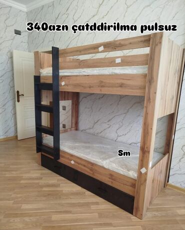 İkimərtəbəli uşaq çarpayıları: Oğlan və qız üçün, Çarpayı, Matras ilə, Siyirməli — 5